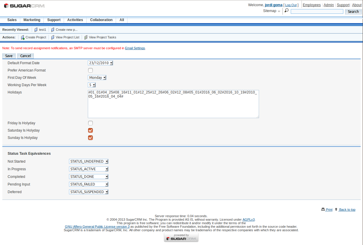 Configure Gantt Project