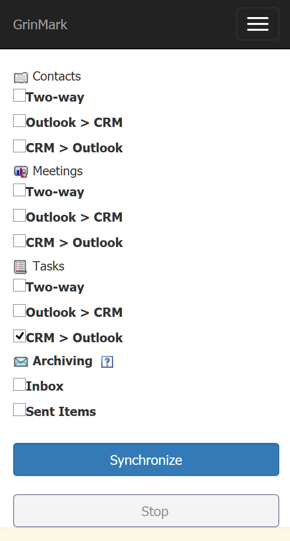 Sugar and Outlook Items Synchronization