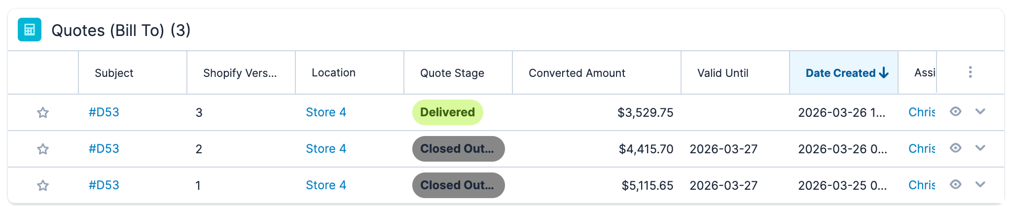 Upsert® Connector for Shopify Quote Versions