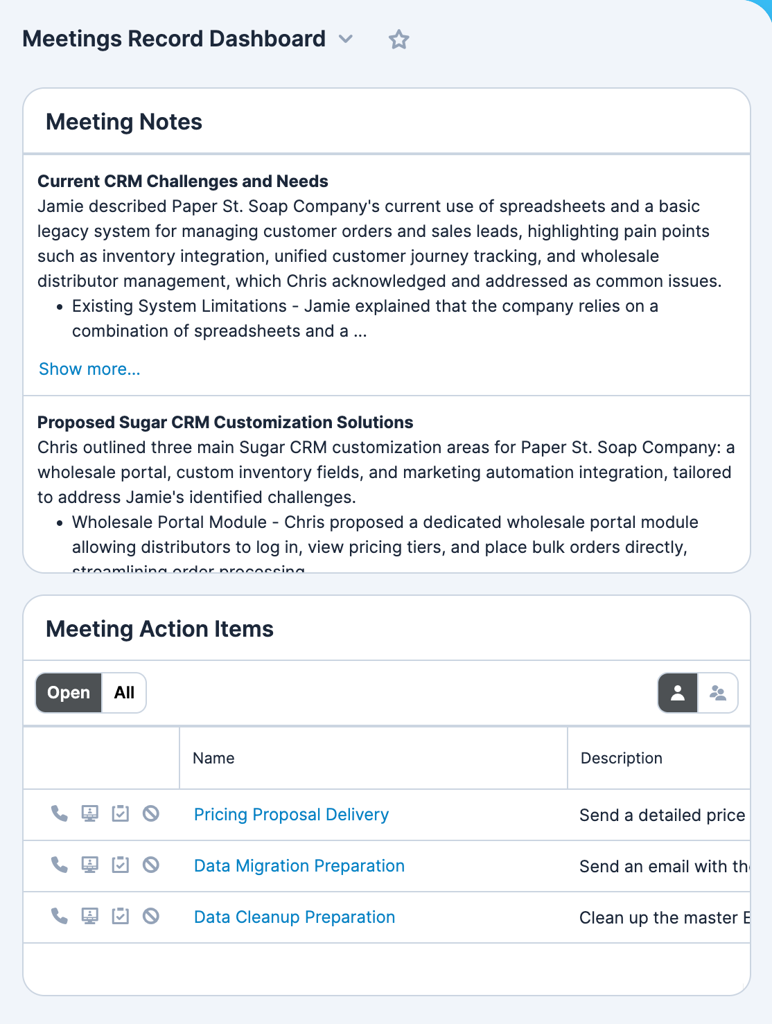 Upsert® Connector for Microsoft Teams AI-Populated Dashlets