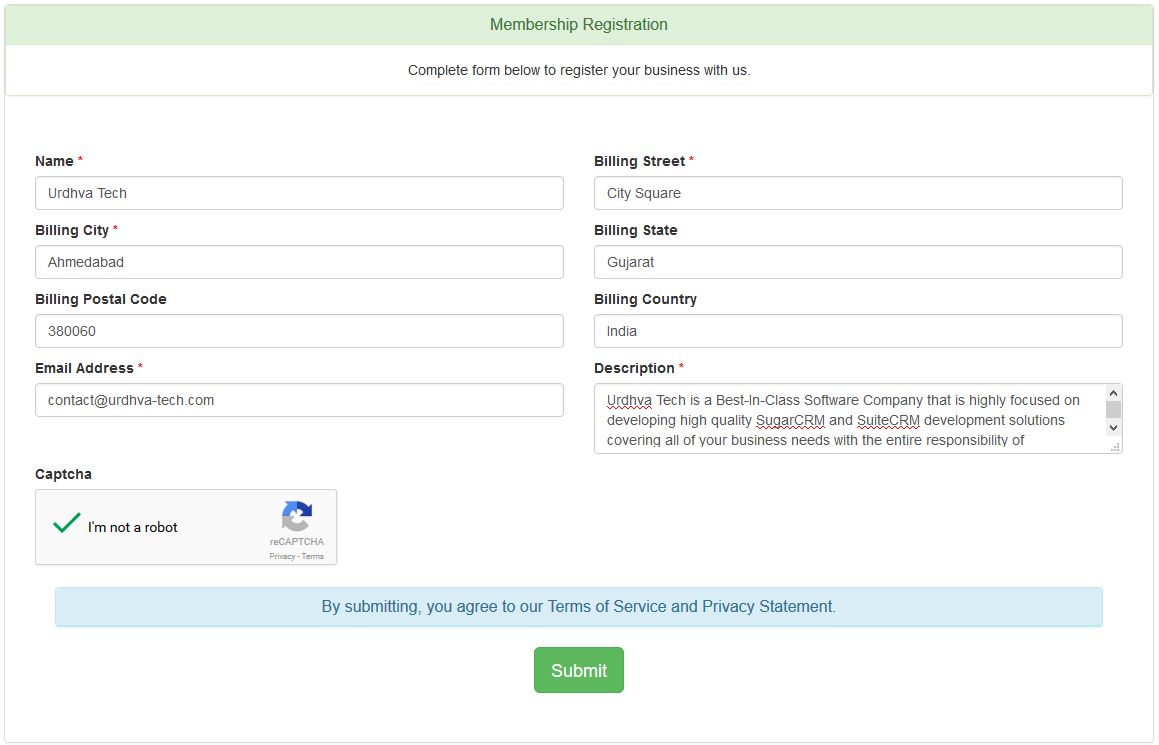 Custom webform for SugarCRM