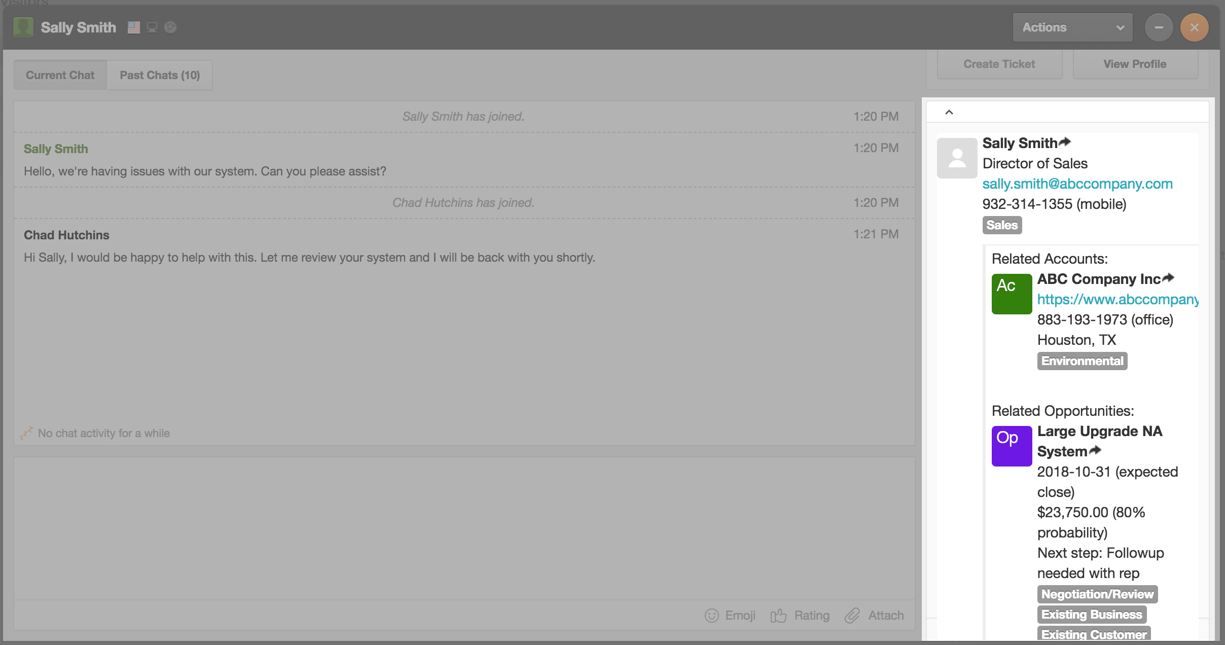 View Sugar Data Inside Zendesk Chat