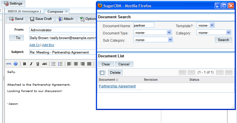 Email Doc in SugarCRM