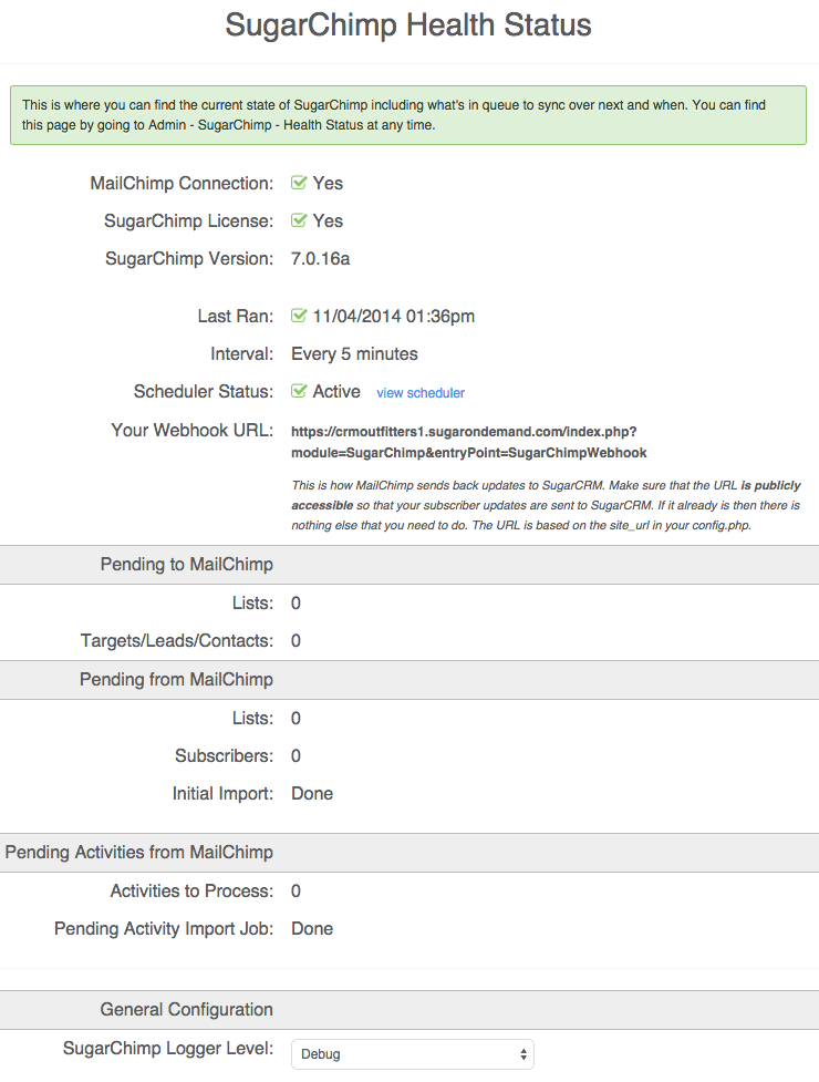 SugarChimp Onboarding Health Status